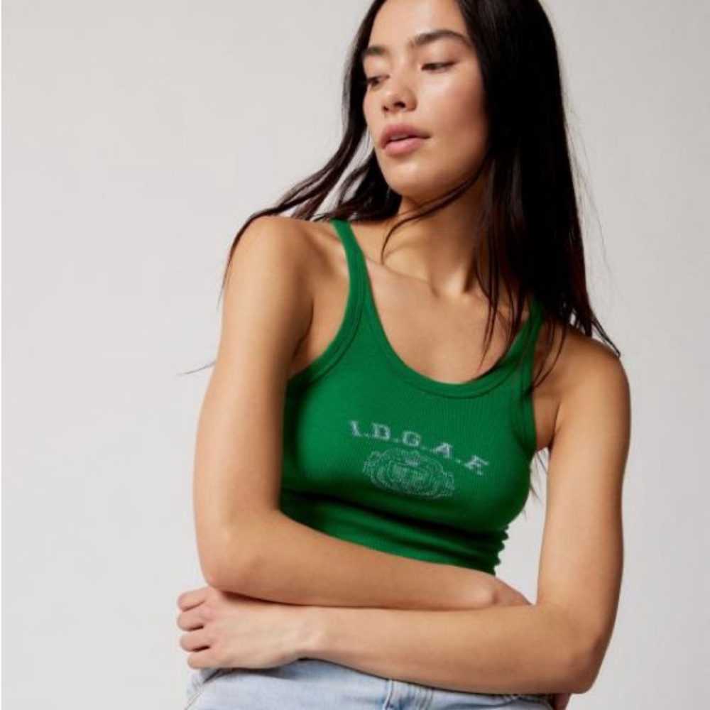 Urban Outfitters IDGAF Green Tank Top